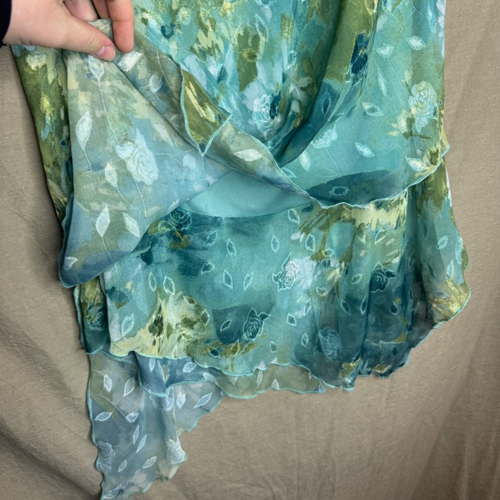 Floral Watercolor Asymmetrical Handkerchief Hem Skirt FairyCore Mermaid 12P - Picture 5 of 5